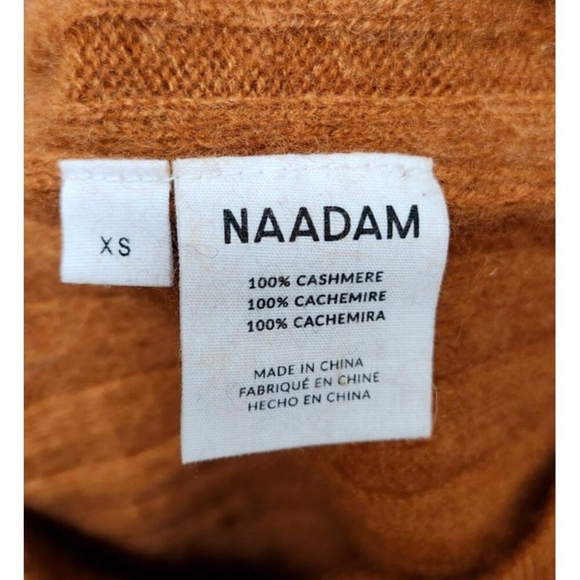 naadam women's sweater size XS long sleeve knit cashmere camel brown - Picture 6 of 8
